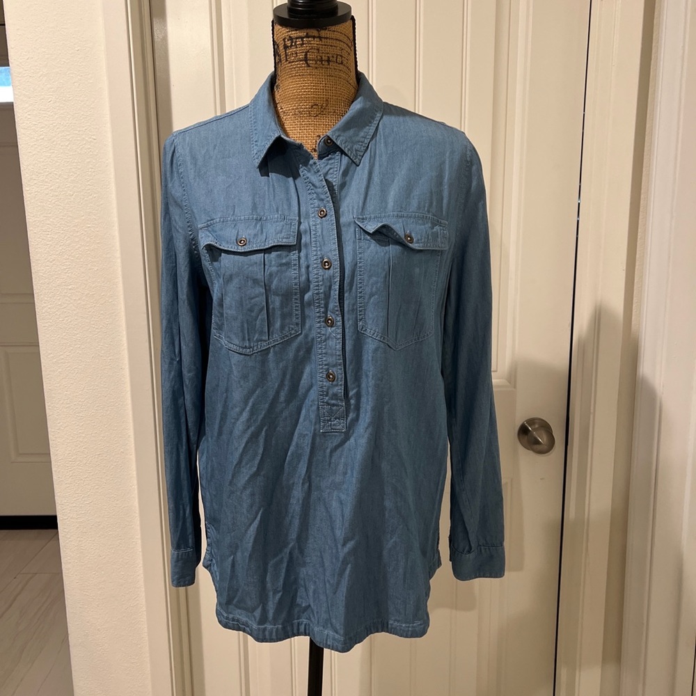 ALTAR'D STATE Women's Blue Denim Long Sleeve Shirt Size M